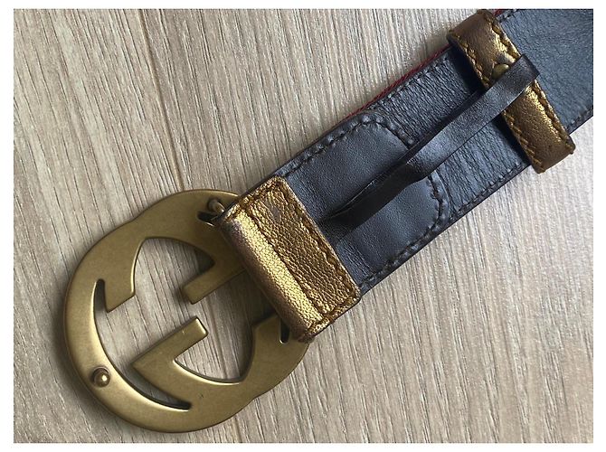 Cinturón Gucci GG Marmont Web Roja Dorado Verde - vista 5