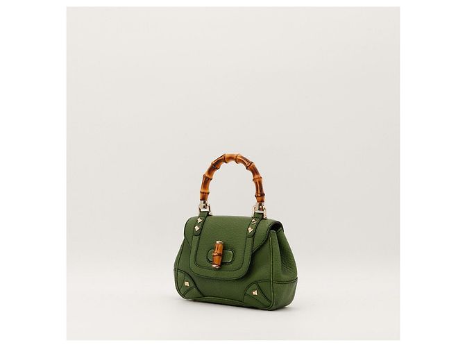Gucci Borsa Bamboo in pelle verde - vista 2