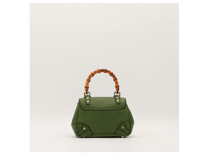 Gucci Borsa Bamboo in pelle verde - vista 3