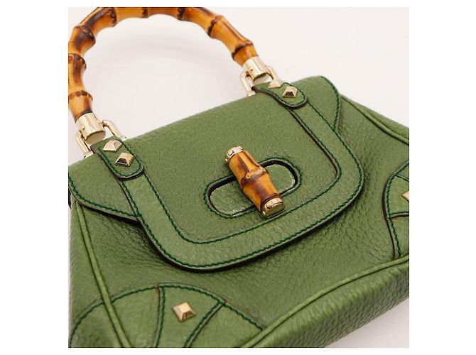 Gucci Borsa Bamboo in pelle verde - vista 6