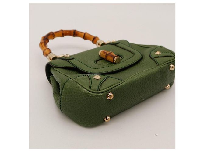 Gucci Borsa Bamboo in pelle verde - vista 7