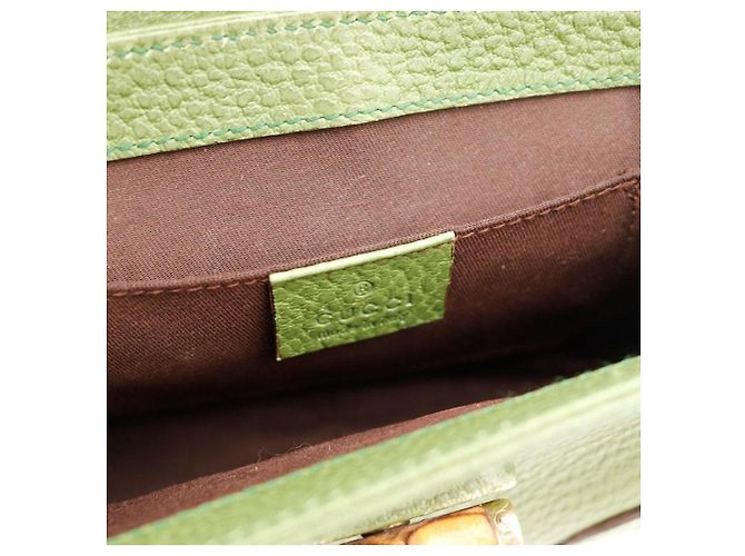 Gucci Borsa Bamboo in pelle verde - vista 9