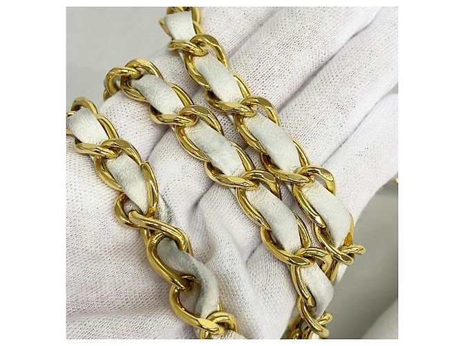 Borsa a tracolla Chanel Diana Chain Bianco - vista 8