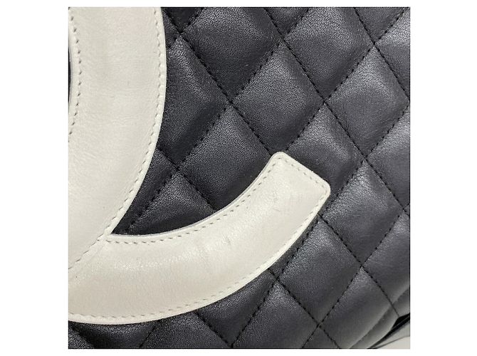 Borsa Tote Chanel Cambon in Pelle di Agnello Nero - vista 12