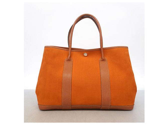 Hermès Sac Cabas Hermes Garden PM Orange - vue 13