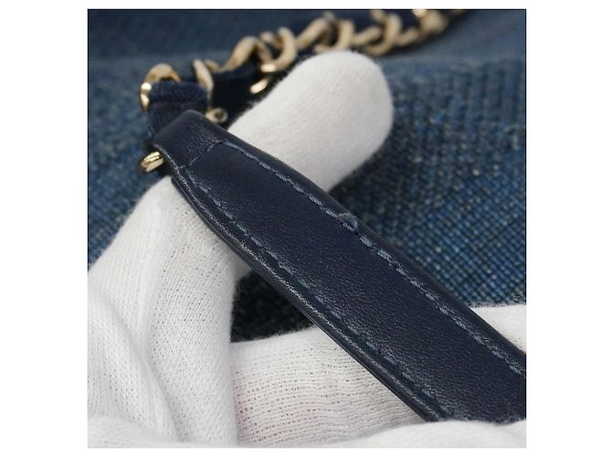 Chanel Deauville Tweed Chain Tote Bag Marineblau - Ansicht 10