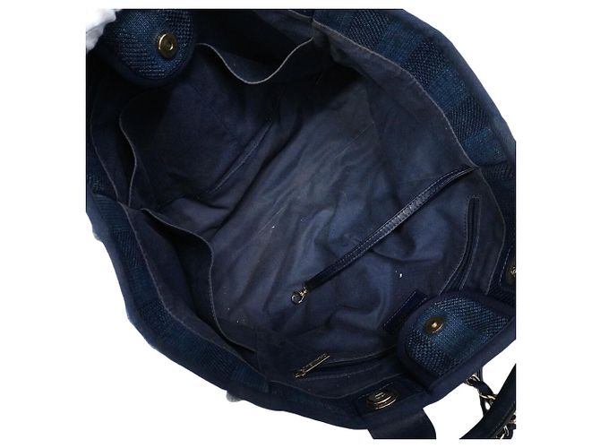 Chanel Deauville Tweed Chain Tote Bag Marineblau - Ansicht 4