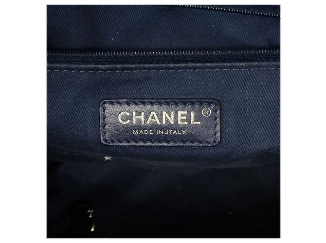 Chanel Deauville Tweed Chain Tote Bag Marineblau - Ansicht 5