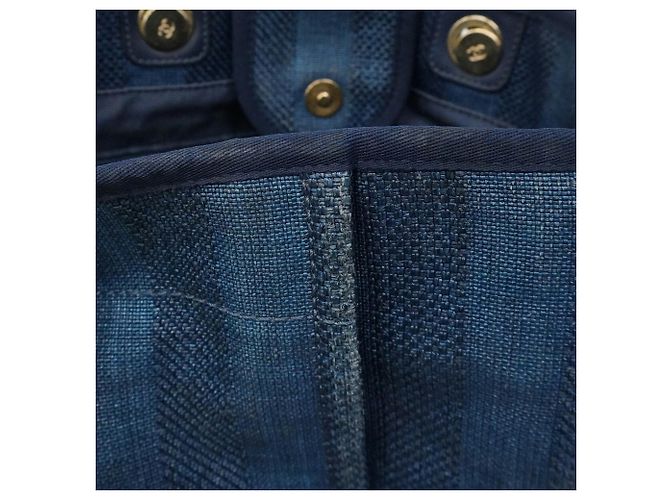 Chanel Deauville Tweed Chain Tote Bag Marineblau - Ansicht 8