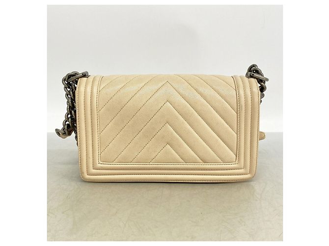 Bolso de hombro Chanel Boy Chain Beige - vista 12