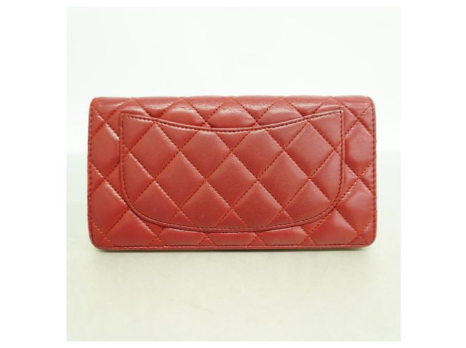 Cartera larga Chanel Matelassé de piel de cordero Roja - vista 10