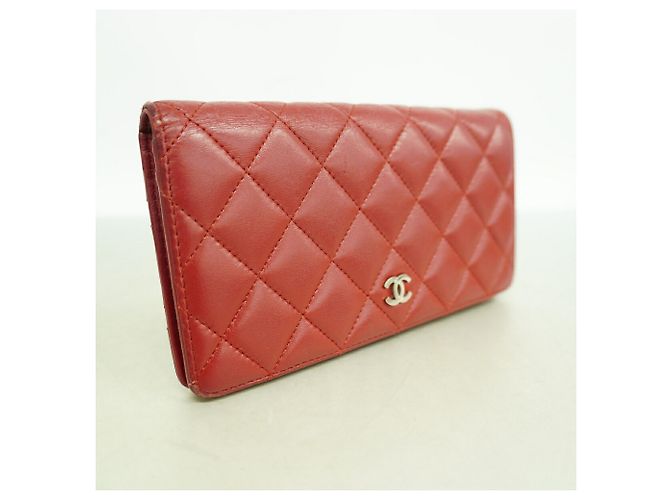 Cartera larga Chanel Matelassé de piel de cordero Roja - vista 2