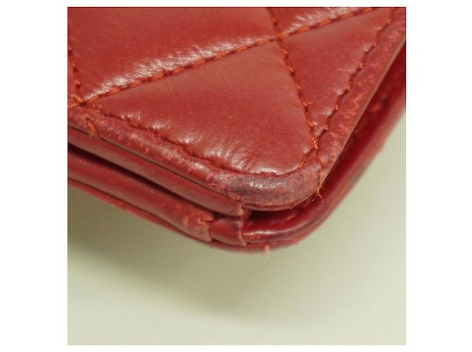 Cartera larga Chanel Matelassé de piel de cordero Roja - vista 6
