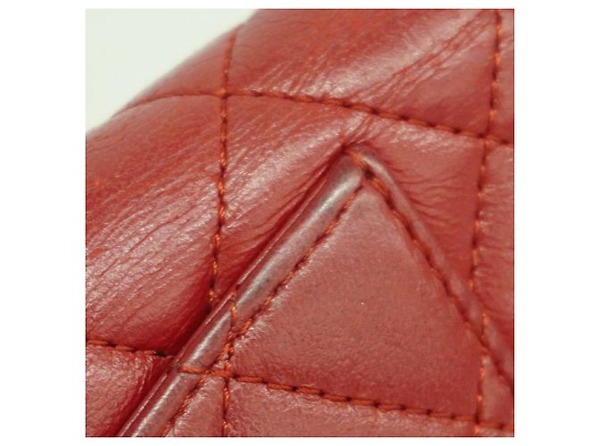 Cartera larga Chanel Matelassé de piel de cordero Roja - vista 7