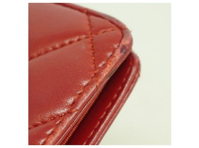 Cartera larga Chanel Matelassé de piel de cordero Roja - vista 8