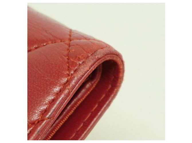 Cartera larga Chanel Matelassé de piel de cordero Roja - vista 9