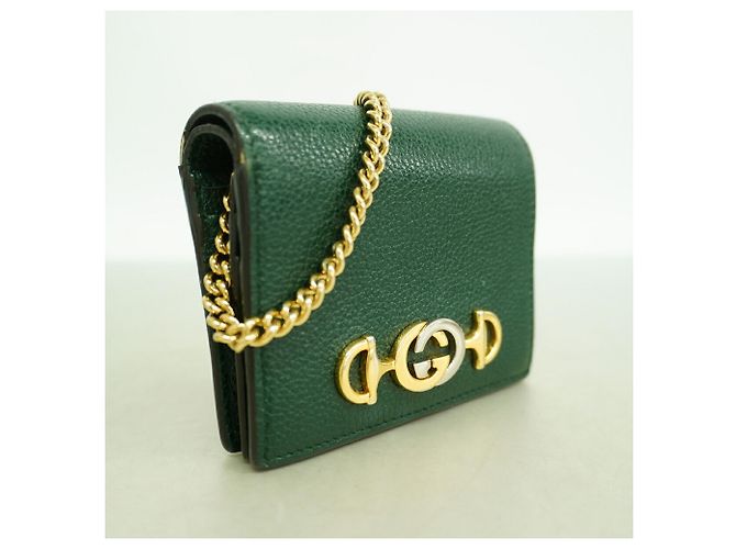 Gucci Zumi Bi-Fold Portemonnaie aus grünem Leder - Ansicht 2