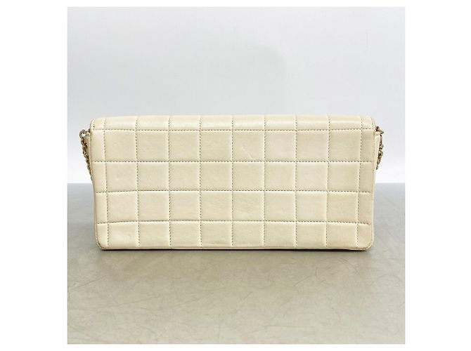 Chanel Chocolate Bar Schultertasche mit Kette Weiß - Ansicht 11