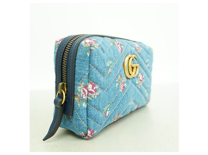 Bolsa Gucci GG Marmont em denim Azul marinho - vista 2