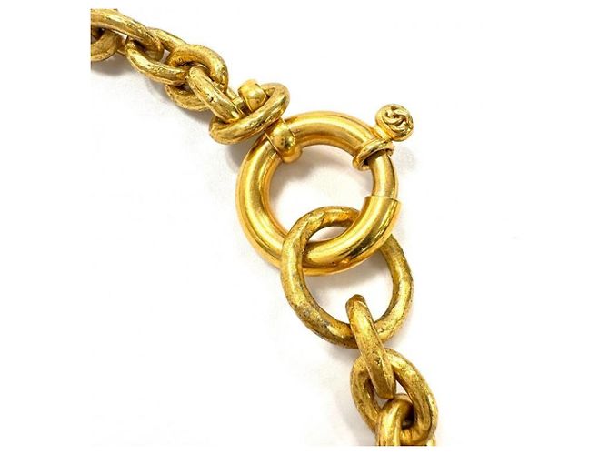 Chanel Coco Mark Gripoix lange Halskette Rot Golden - Ansicht 5