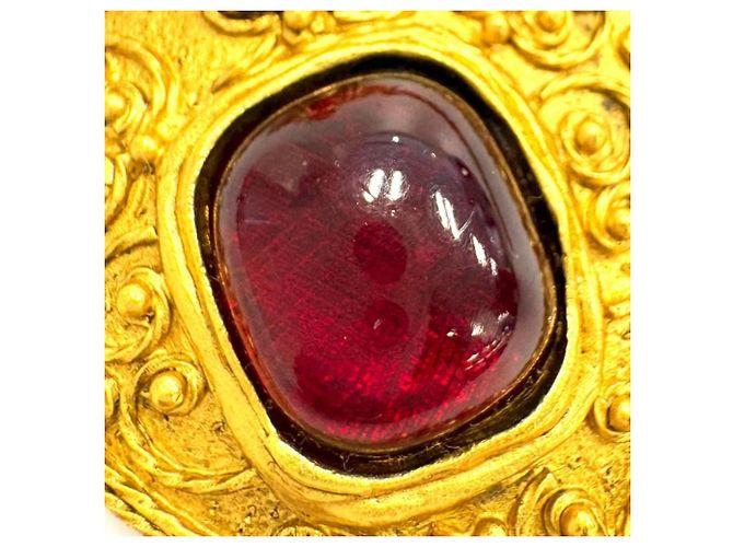 Chanel Coco Mark Gripoix lange Halskette Rot Golden - Ansicht 7