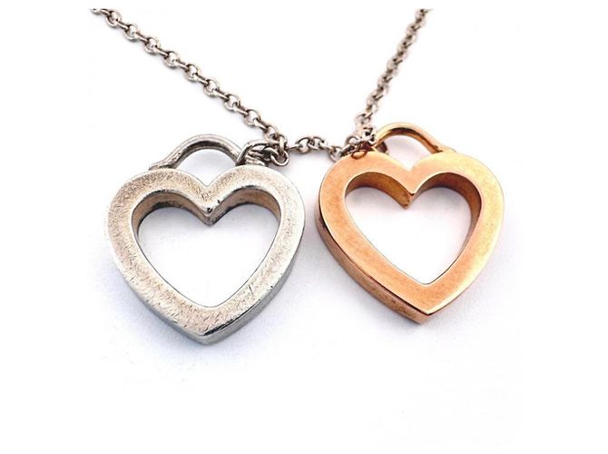Autre Marque Collana Tiffany & Co. Sentimental Double Heart in K18PG Argento D'oro - vista 2