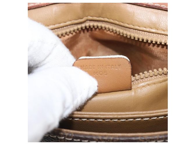 Céline Celine Vintage Macadam Canvas and Leather Marron - vue 7