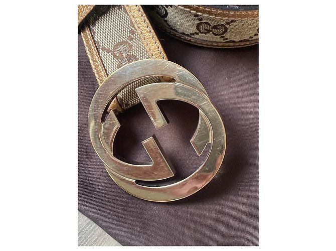 Cinturón Gucci GG Monogram Castaño Dorado - vista 2