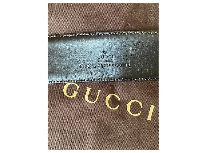 Cinturón Gucci GG Monogram Castaño Dorado - vista 3