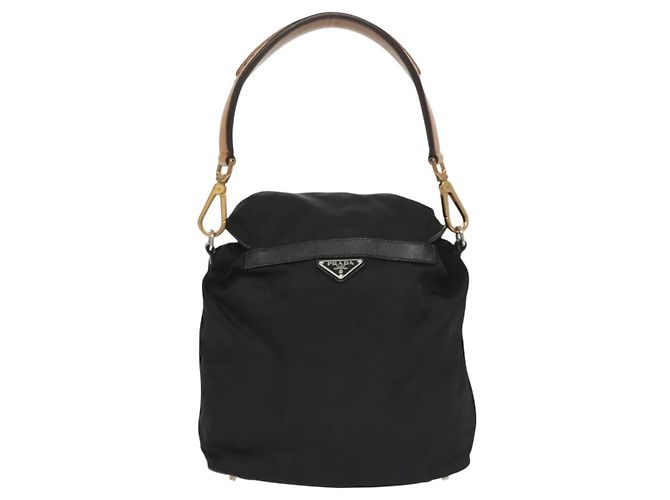 Double Bolsa de Ombro Prada em Tessuto com Bolso Duplo e Cordão Preto - vista 2