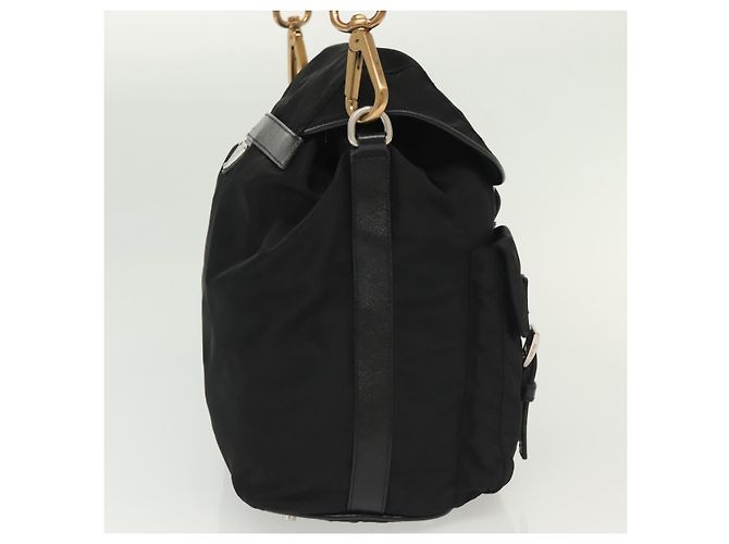 Double Bolsa de Ombro Prada em Tessuto com Bolso Duplo e Cordão Preto - vista 4