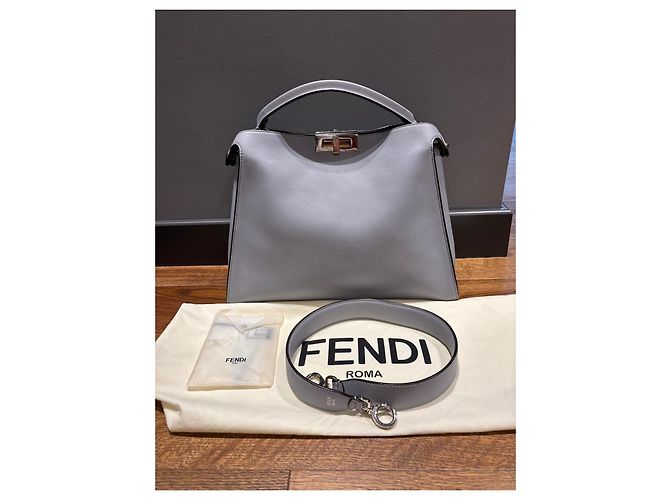 Fendi Peekaboo graue Lederhandtasche - Ansicht 13