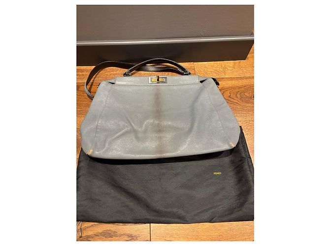Borsa Fendi Peekaboo in pelle grigia Marrone Grigio - vista 10