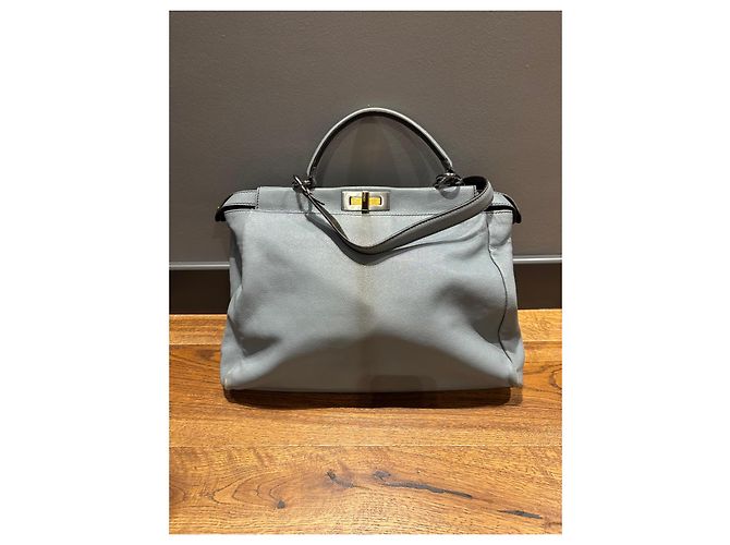 Borsa Fendi Peekaboo in pelle grigia Marrone Grigio - vista 11