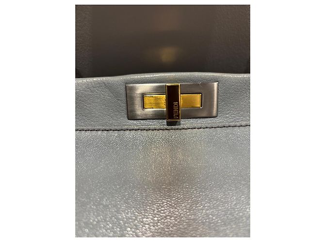 Borsa Fendi Peekaboo in pelle grigia Marrone Grigio - vista 12