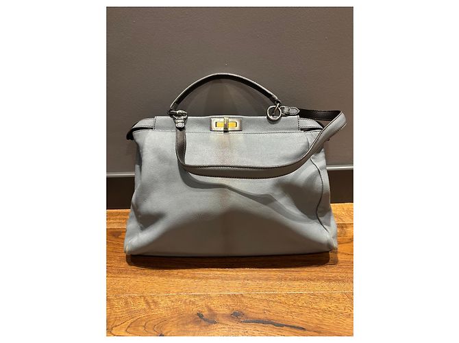 Borsa Fendi Peekaboo in pelle grigia Marrone Grigio - vista 13
