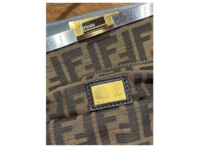 Borsa Fendi Peekaboo in pelle grigia Marrone Grigio - vista 3