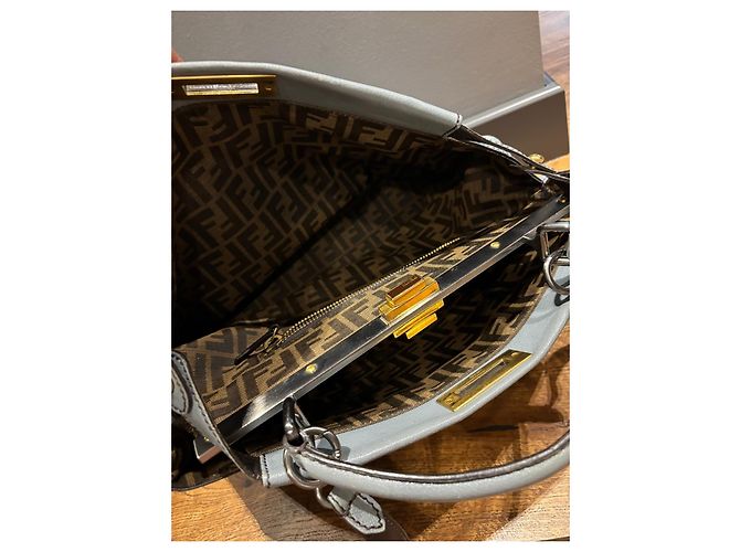 Borsa Fendi Peekaboo in pelle grigia Marrone Grigio - vista 6
