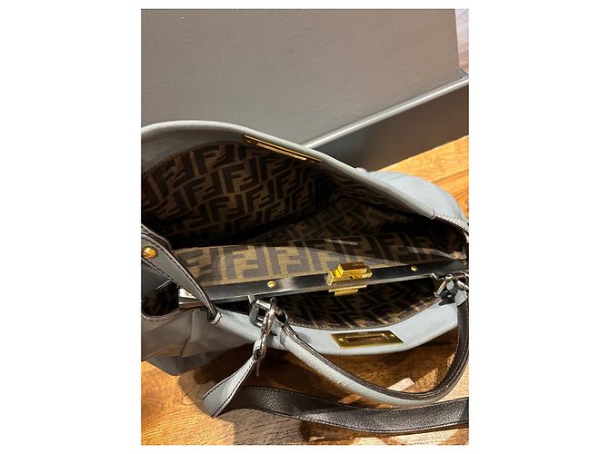 Borsa Fendi Peekaboo in pelle grigia Marrone Grigio - vista 7