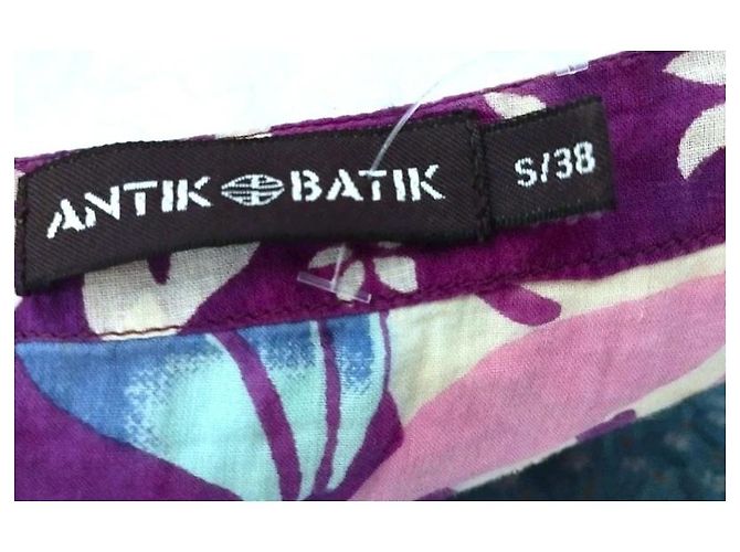 Antik Batik Hibiscus Baumwollkleid Lila - Ansicht 5