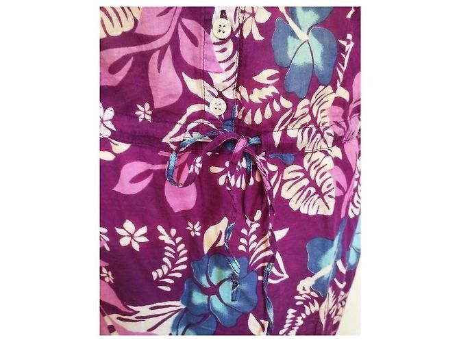 Antik Batik Hibiscus Baumwollkleid Lila - Ansicht 7