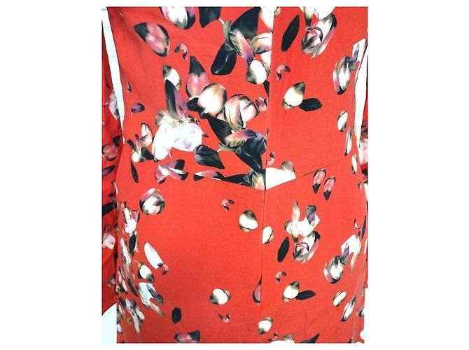 Cacharel Vestido de Seda Preppy Estampado Floral Negro Blanco Roja - vista 11