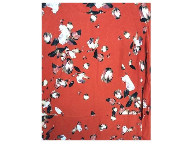 Cacharel Vestido de Seda Preppy Estampado Floral Negro Blanco Roja - vista 6