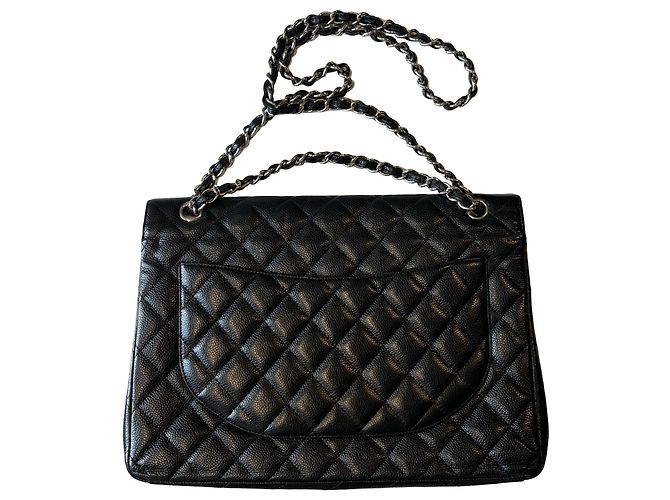 Chanel Timeless - Classic Double Flap Quilted Caviar Maxi 33 x 23 x 10 Nero - vista 2