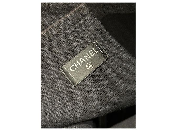Chanel Borsa Tote in Spugna Nera Logo CC Nero - vista 3