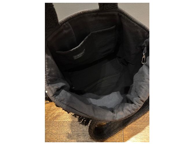 Chanel Borsa Tote in Spugna Nera Logo CC Nero - vista 6