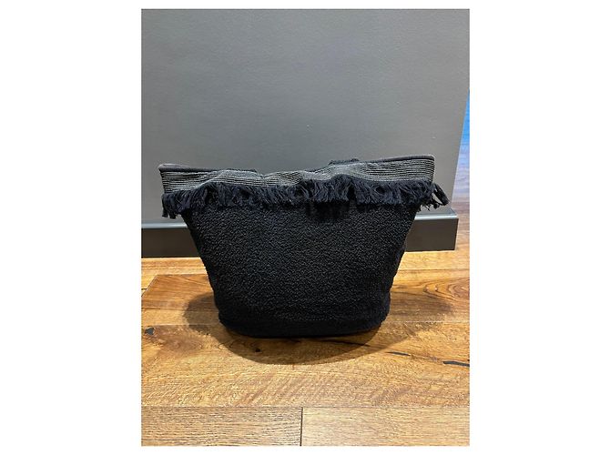 Chanel Borsa Tote in Spugna Nera Logo CC Nero - vista 9