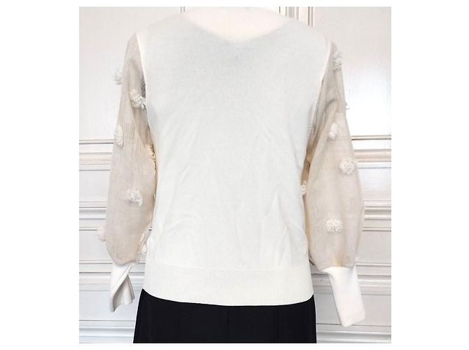 Autre Marque Jersey Alesia de punto crema y tul Crudo - vista 10