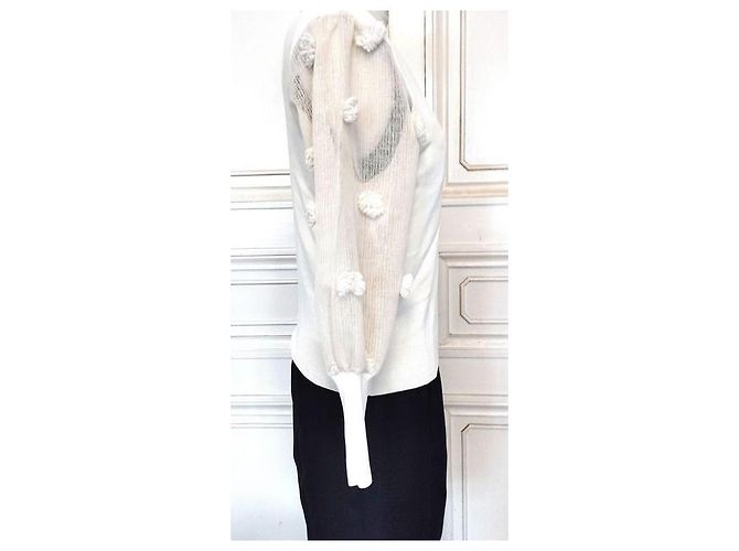 Autre Marque Jersey Alesia de punto crema y tul Crudo - vista 7