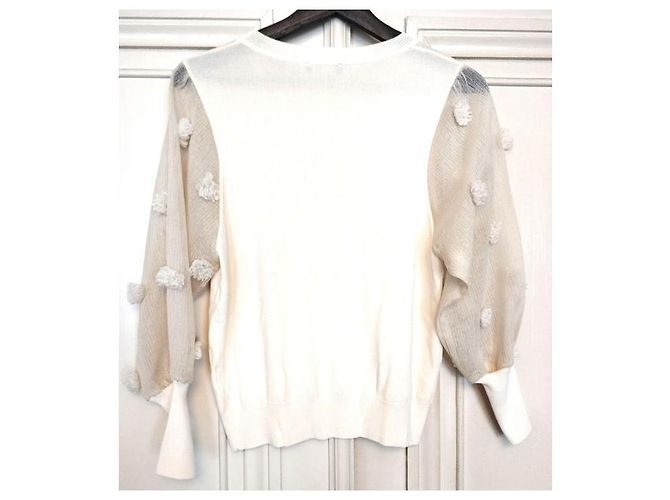Autre Marque Jersey Alesia de punto crema y tul Crudo - vista 8